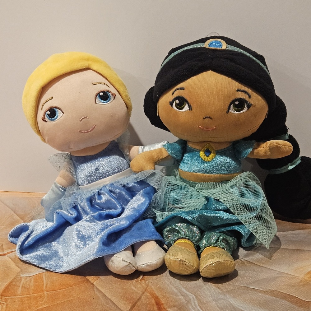Disney Baby Princess Cinderella Jasmine Plush Dolls Lot of 2 Soft Doll